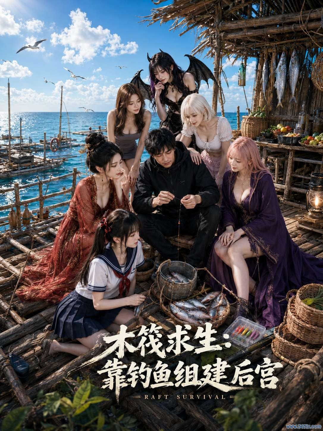 木筏求生：靠钓鱼组建后宫